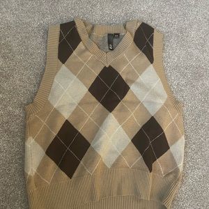 garage tan checkered sweater vest